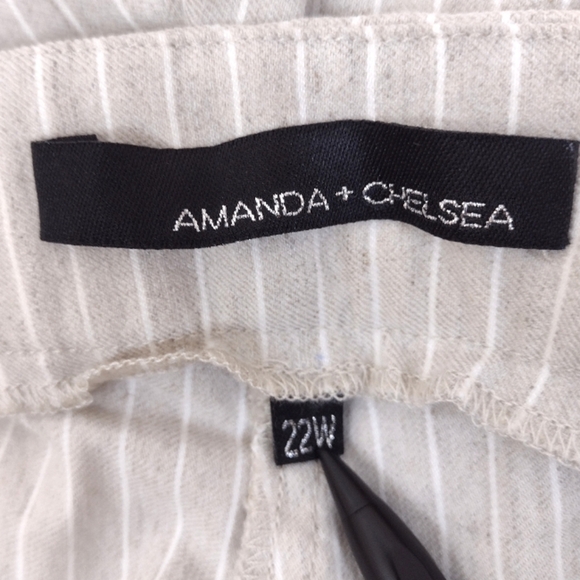 Amanda + Chelsea women's striped cream stretchy pants size (22)W - Picture 4 of 14